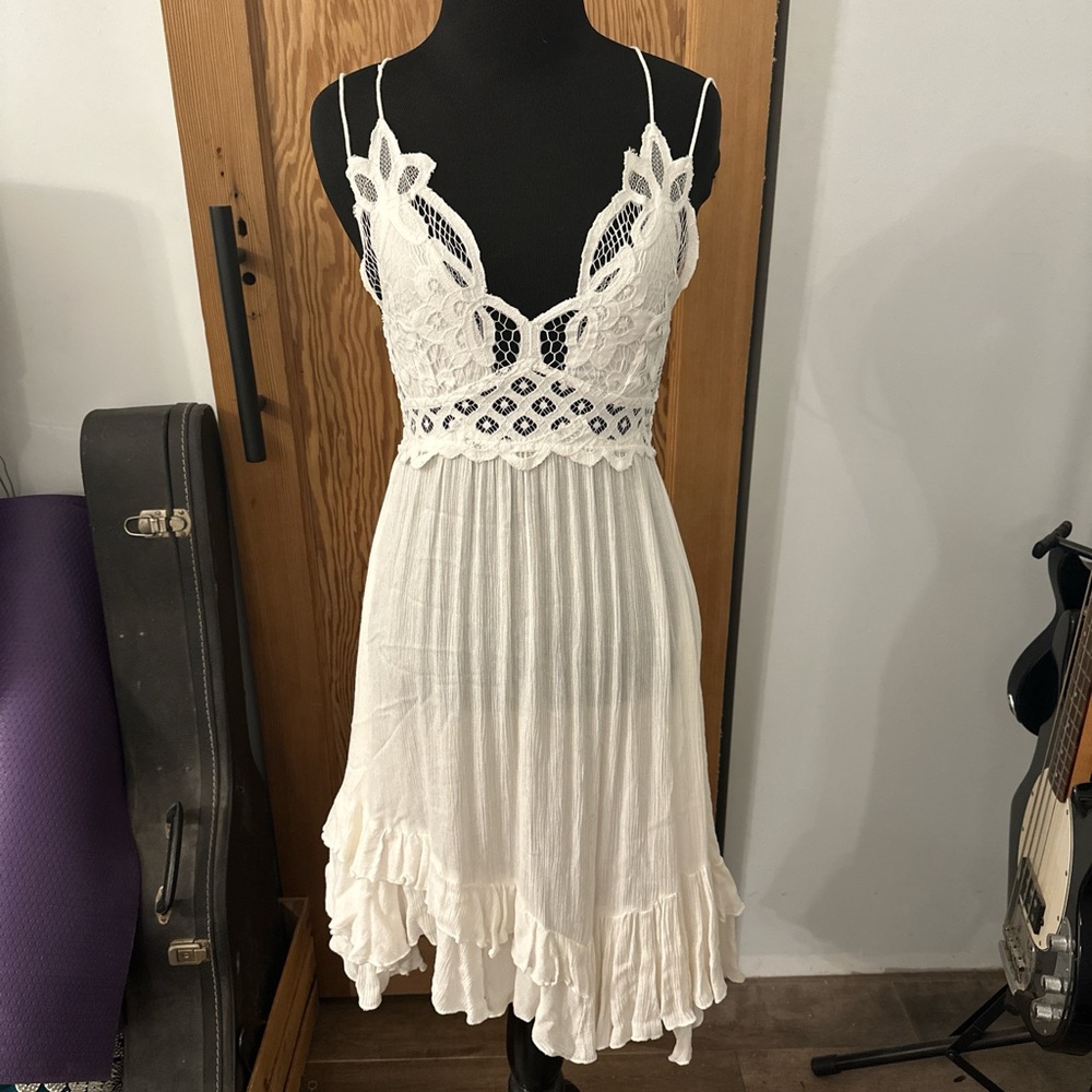 Free People White Lace Mini Dress